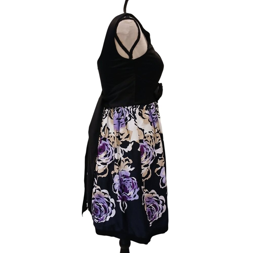 Teeze Me Jr Dress Size 3 Black Purple Floral Cotton Blend Sleeveless NWT #I-12 - Picture 4 of 13